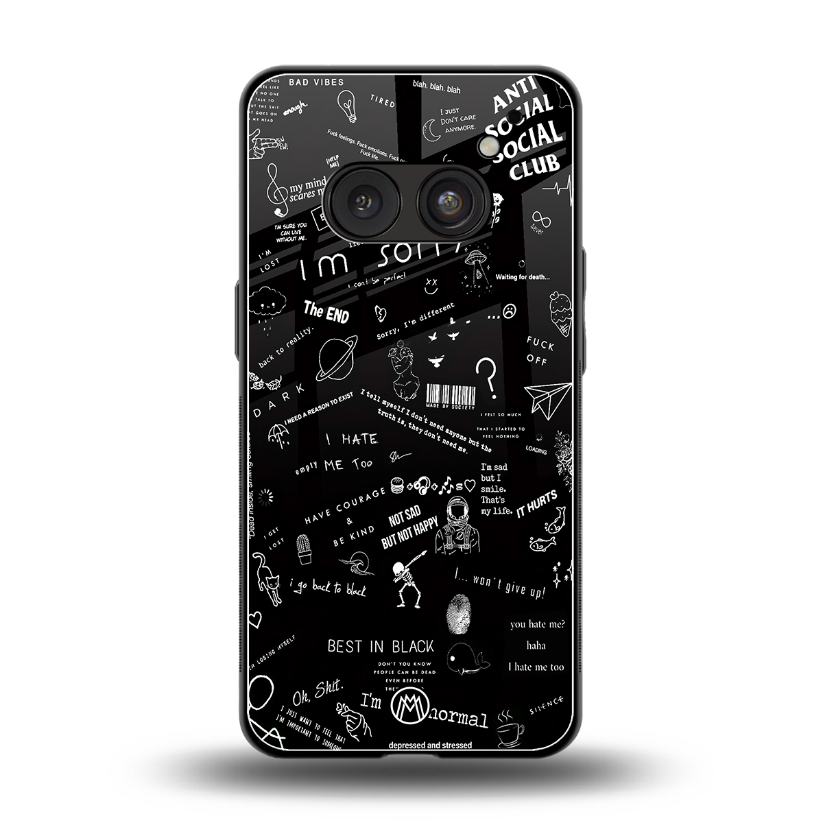 Minimalistic Black Aesthetic Collage Phone Case for Nothing Phone 2A| Glass Case