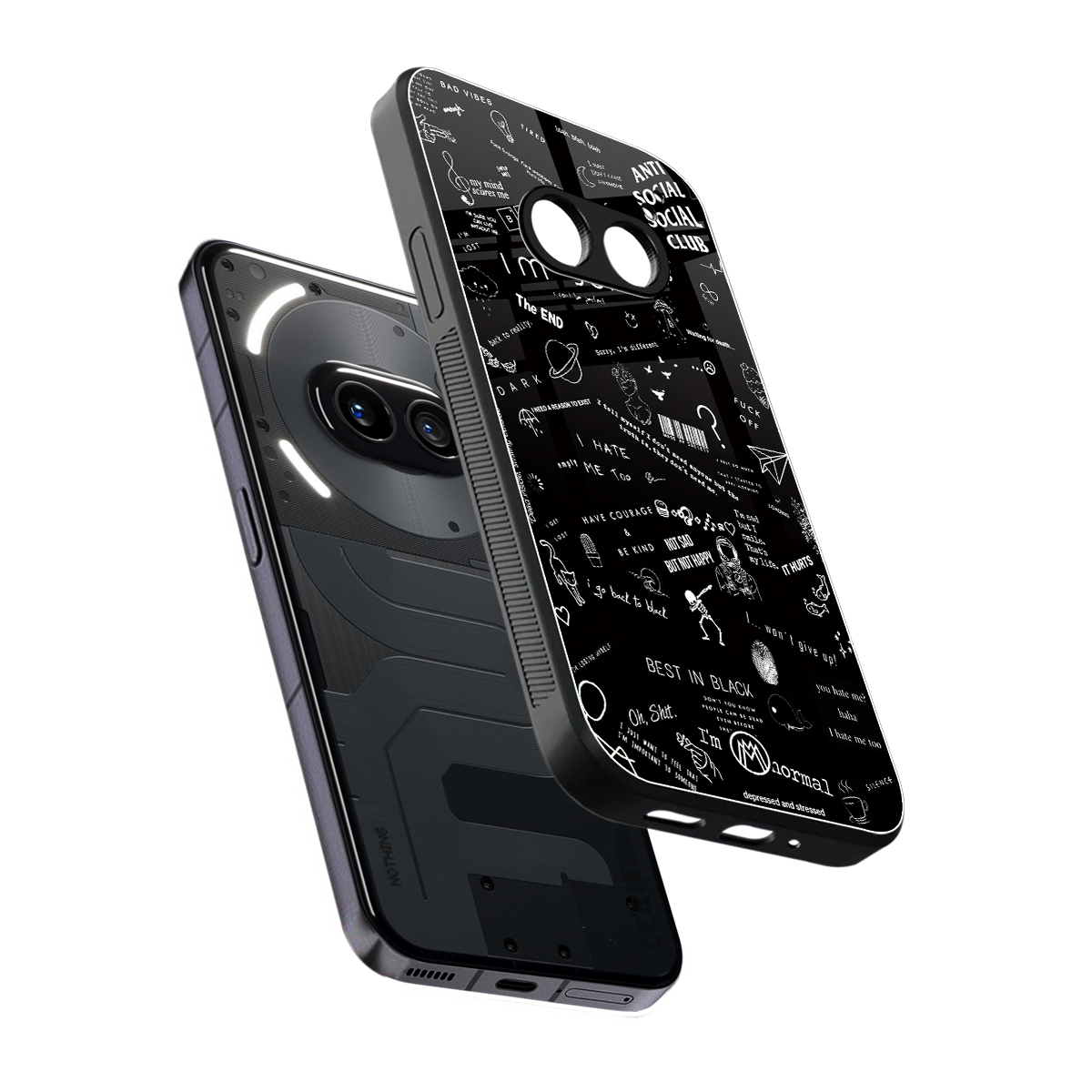Minimalistic Black Aesthetic Collage Phone Case for Nothing Phone 2A| Glass Case