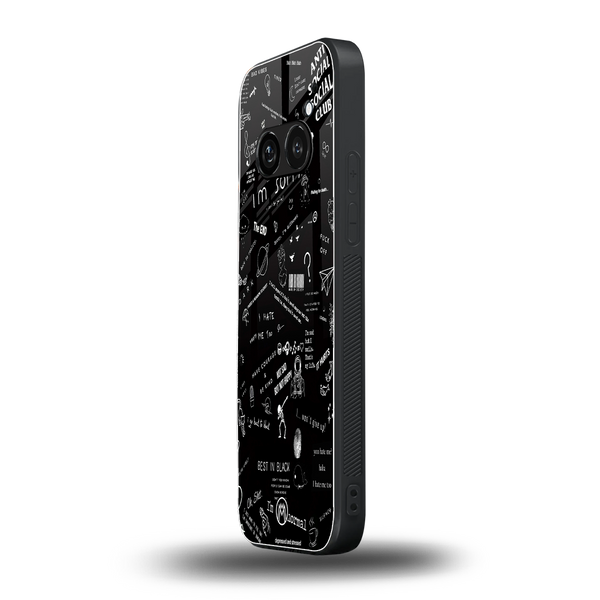 Minimalistic Black Aesthetic Collage Phone Case for Nothing Phone 2A| Glass Case